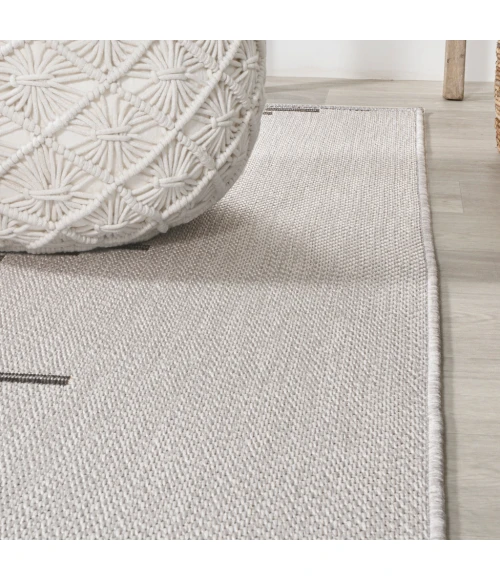 Vinales Diamond Stripe Light Gray/Black 2 ft. x 8 ft. Indoor/Outdoor Runner Rug