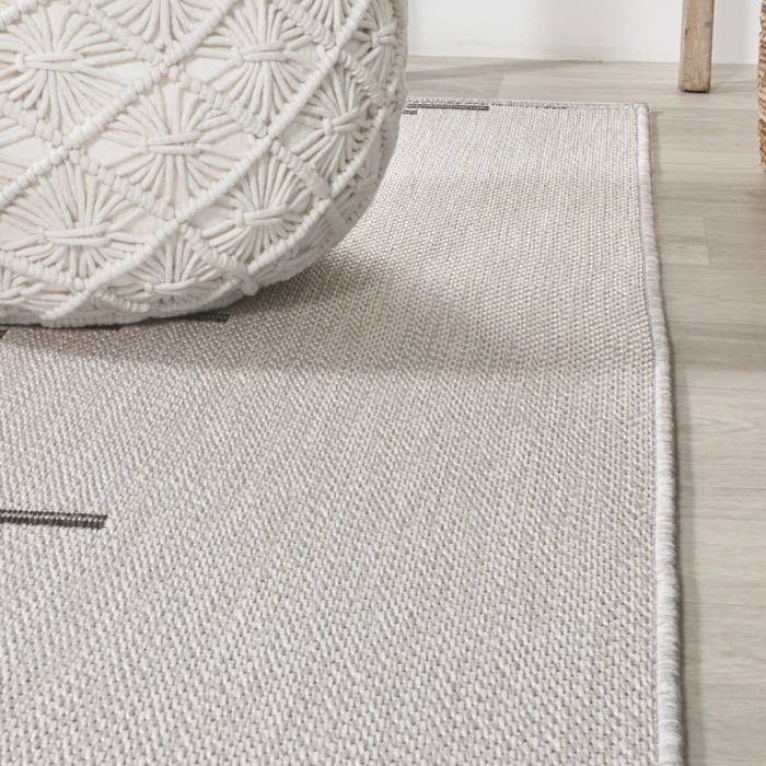 Vinales Diamond Stripe Light Gray/Black 2 ft. x 8 ft. Indoor/Outdoor Runner Rug