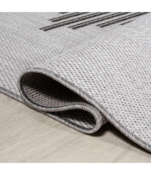 Vinales Diamond Stripe Light Gray/Black 2 ft. x 8 ft. Indoor/Outdoor Runner Rug