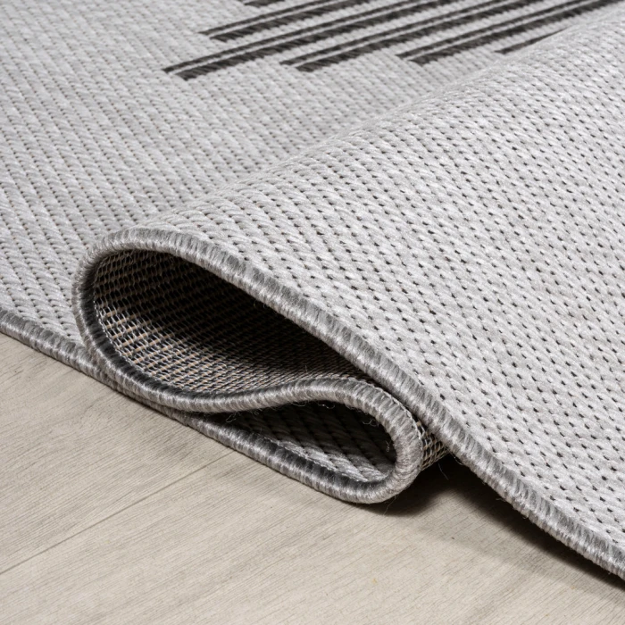 Vinales Diamond Stripe Light Gray/Black 2 ft. x 8 ft. Indoor/Outdoor Runner Rug