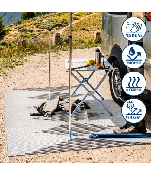 Vinales Diamond Stripe Light Gray/Black 2 ft. x 8 ft. Indoor/Outdoor Runner Rug