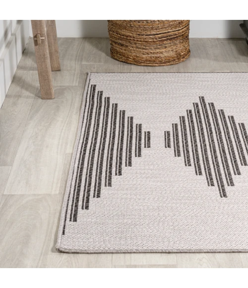 Vinales Diamond Stripe Light Gray/Black 3 ft. x 5 ft. Indoor/Outdoor Area Rug