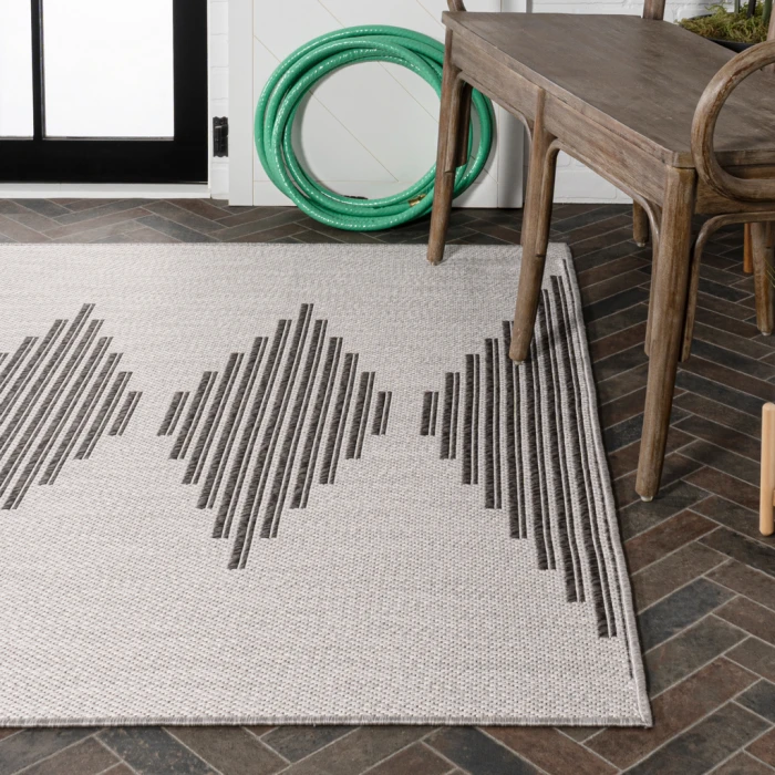Vinales Diamond Stripe Light Gray/Black 8 ft. x 10 ft. Indoor/Outdoor Area Rug