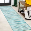 Jonathany Santa Monica SMB205A Aqua/Cream Area Rug 2 ft. X 8 ft. Runner