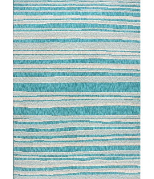 Castara Wavy Stripe Modern Aqua/Cream 8 ft. x 10 ft. Indoor/Outdoor Area Rug