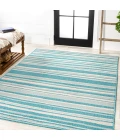 Castara Wavy Stripe Modern Aqua/Cream 8 ft. x 10 ft. Indoor/Outdoor Area Rug