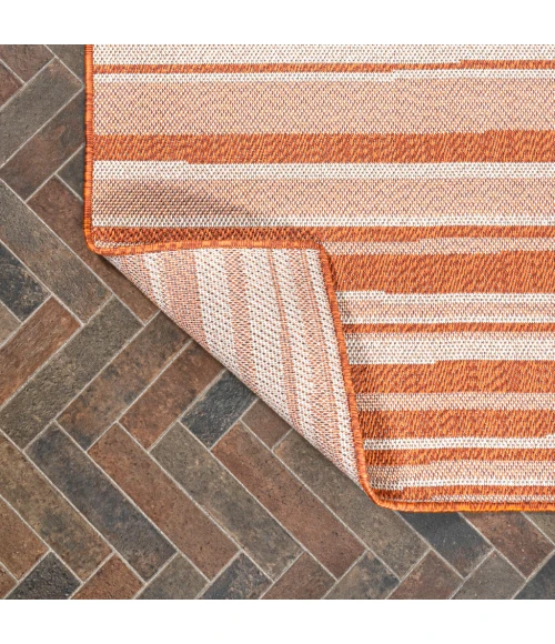 Castara Wavy Stripe Modern Orange/Cream 2 ft. x 8 ft. Indoor/Outdoor Runner Rug