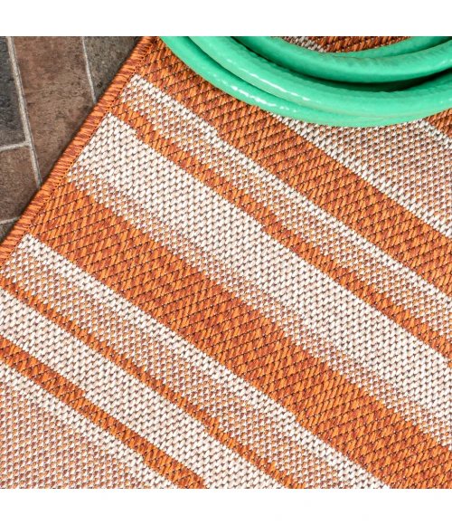 Castara Wavy Stripe Modern Orange/Cream 2 ft. x 8 ft. Indoor/Outdoor Runner Rug