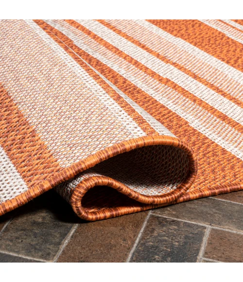 Castara Wavy Stripe Modern Orange/Cream 2 ft. x 8 ft. Indoor/Outdoor Runner Rug