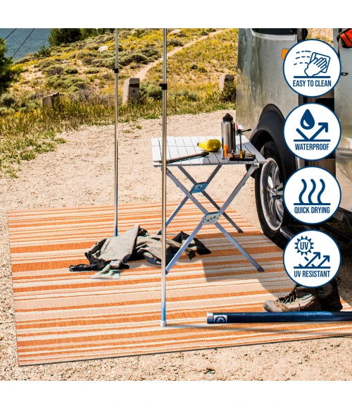 Castara Wavy Stripe Modern Orange/Cream 2 ft. x 8 ft. Indoor/Outdoor Runner Rug