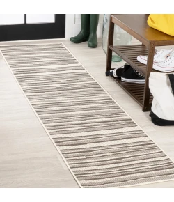 Jonathany Santa Monica SMB205C Cream/Dark Gray Area Rug 2 ft. X 8 ft. Runner