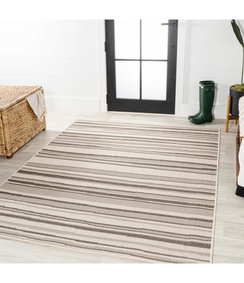 Castara Wavy Stripe Modern Cream/Dark Gray 3 ft. x 5 ft. Indoor/Outdoor Area Rug