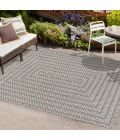 Chevron Modern Concentric Squares Black/Light Gray 8 ft. x 10 ft. Indoor/Outdoor Area Rug