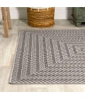 Chevron Modern Concentric Squares Black/Light Gray 8 ft. x 10 ft. Indoor/Outdoor Area Rug