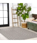 Chevron Modern Concentric Squares Black/Light Gray 8 ft. x 10 ft. Indoor/Outdoor Area Rug