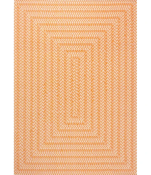 Chevron Modern Concentric Squares Orange/Cream 8 ft. x 10 ft. Indoor/Outdoor Area Rug