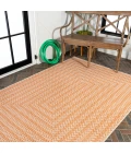 Chevron Modern Concentric Squares Orange/Cream 8 ft. x 10 ft. Indoor/Outdoor Area Rug