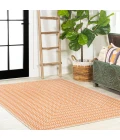 Chevron Modern Concentric Squares Orange/Cream 8 ft. x 10 ft. Indoor/Outdoor Area Rug