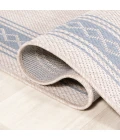 Lucia Classic Diamond Border Cream/Blue 2 ft. x 8 ft. Indoor/Outdoor Runner Rug