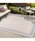 Lucia Classic Diamond Border Cream/Blue 5 ft. x 8 ft. Indoor/Outdoor Area Rug
