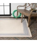 Lucia Classic Diamond Border Cream/Blue 5 ft. x 8 ft. Indoor/Outdoor Area Rug