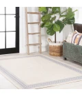 Lucia Classic Diamond Border Cream/Blue 5 ft. x 8 ft. Indoor/Outdoor Area Rug