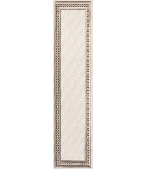 Lucia Classic Diamond Border Cream/Black 2 ft. x 8 ft. Indoor/Outdoor Runner Rug