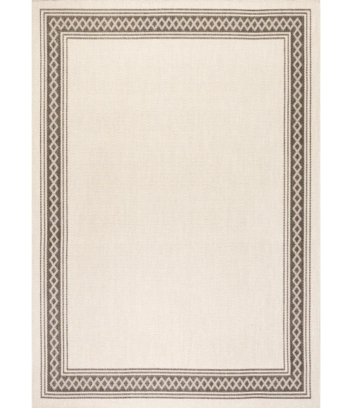 Lucia Classic Diamond Border Cream/Black 5 ft. x 8 ft. Indoor/Outdoor Area Rug