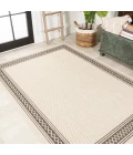 Lucia Classic Diamond Border Cream/Black 5 ft. x 8 ft. Indoor/Outdoor Area Rug