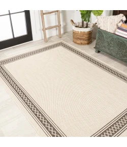 Jonathany Santa Monica SMB207B Cream/Black Area Rug 5 ft. 3 in. X 7 ft. 7 in. Rectangle