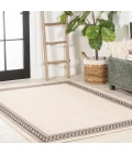 Lucia Classic Diamond Border Cream/Black 5 ft. x 8 ft. Indoor/Outdoor Area Rug