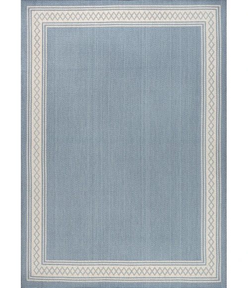 Lucia Classic Diamond Border Blue/Cream 5 ft. x 8 ft. Indoor/Outdoor Area Rug