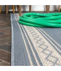 Lucia Classic Diamond Border Blue/Cream 2 ft. x 8 ft. Indoor/Outdoor Runner Rug