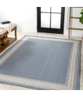 Lucia Classic Diamond Border Blue/Cream 5 ft. x 8 ft. Indoor/Outdoor Area Rug
