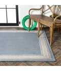 Lucia Classic Diamond Border Blue/Cream 5 ft. x 8 ft. Indoor/Outdoor Area Rug