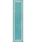 Lucia Classic Diamond Border Aqua/Light Gray 2 ft. x 8 ft. Indoor/Outdoor Runner Rug