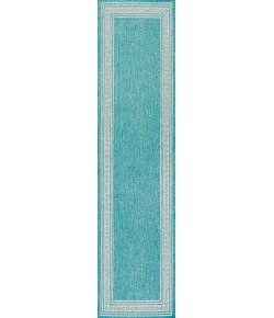 Jonathany Santa Monica SMB207D Aqua/Light Gray Area Rug 2 ft. X 8 ft. Runner