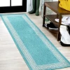 Jonathany Santa Monica SMB207D Aqua/Light Gray Area Rug 2 ft. X 8 ft. Runner