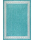 Lucia Classic Diamond Border Aqua/Light Gray 5 ft. x 8 ft. Indoor/Outdoor Area Rug