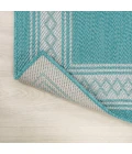 Lucia Classic Diamond Border Aqua/Light Gray 2 ft. x 8 ft. Indoor/Outdoor Runner Rug