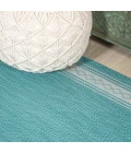Lucia Classic Diamond Border Aqua/Light Gray 2 ft. x 8 ft. Indoor/Outdoor Runner Rug