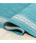 Lucia Classic Diamond Border Aqua/Light Gray 2 ft. x 8 ft. Indoor/Outdoor Runner Rug