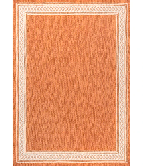 Lucia Classic Diamond Border Orange/Cream 4 ft. x 6 ft. Indoor/Outdoor Area Rug
