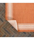 Lucia Classic Diamond Border Orange/Cream 2 ft. x 8 ft. Indoor/Outdoor Runner Rug