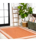 Lucia Classic Diamond Border Orange/Cream 4 ft. x 6 ft. Indoor/Outdoor Area Rug
