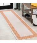 Lucia Classic Diamond Border Cream/Orange 2 ft. x 8 ft. Indoor/Outdoor Runner Rug