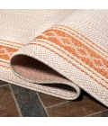 Lucia Classic Diamond Border Cream/Orange 2 ft. x 8 ft. Indoor/Outdoor Runner Rug