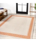 Lucia Classic Diamond Border Cream/Orange 8 ft. x 10 ft. Indoor/Outdoor Area Rug