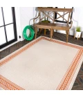 Lucia Classic Diamond Border Cream/Orange 8 ft. x 10 ft. Indoor/Outdoor Area Rug