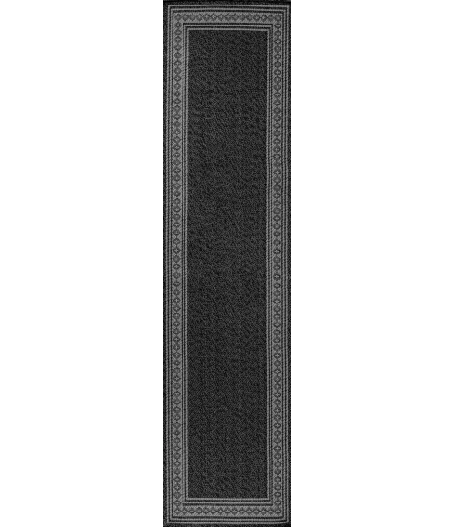 Lucia Classic Diamond Border Black/Gray 2 ft. x 8 ft. Indoor/Outdoor Runner Rug